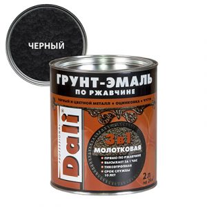 Грунт-эмаль по ржавч.молотковая(черный) 2л/3 "DALI" — изображение 1
